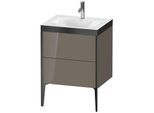 Duravit XViu Waschtisch-Unterschrank XV4709OB289P 60x48cm, 2 Auszüge, 1 Hahnloch, schwarz matt, Rahmen P, flannel grey hochglanz