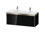 Duravit XViu Waschtisch-Unterschrank XV4618OB140P 120x48cm, 2 Schubkästen, champagner matt, Rahmen P, schwarz hochglanz