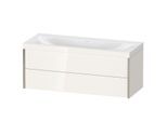 Duravit XViu Waschtisch-Unterschrank XV4617NB122C 120x48cm, 2 Schubkästen, ohne Hahnloch, champagner matt, Rahmen C, weiß hochglanz