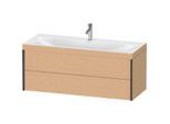 Duravit XViu Waschtisch-Unterschrank XV4617OB212C 120x48cm, 2 Schubkästen, 1 Hahnloch, schwarz matt, Rahmen C, eiche gebürstet
