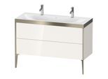 Duravit XViu Waschtisch-Unterschrank XV4713OB122P 120x48cm, 2 Auszüge, ohne Hahnloch, champagner matt, Rahmen P, weiß hochglanz