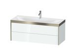 Duravit XViu Waschtisch-Unterschrank XV4617OB185P 120x48cm, 2 Schubkästen, 1 Hahnloch, champagner matt, Rahmen P, weiß hochglanz