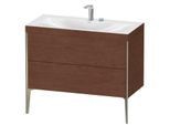 Duravit XViu Waschtisch-Unterschrank XV4711EB113C 100x48cm, 2 Auszüge, 2 Hahnlöcher, champagner matt, Rahmen C, amerikanischer nussbaum