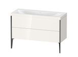 Duravit XViu Waschtisch-Unterschrank XV4712NB222C 120x48cm, 2 Schubkästen, ohne Hahnloch, schwarz matt, Rahmen C, weiß hochglanz