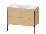 Duravit XViu Waschtisch-Unterschrank XV4711NB230C 100x48cm, 2 Auszüge, ohne Hahnloch, schwarz matt, Rahmen C, Eiche natur