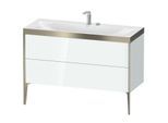 Duravit XViu Waschtisch-Unterschrank XV4712EB185P 120x48cm, 2 Schubkästen, 2 Hahnlöcher, champagner matt, Rahmen P, weiß hochglanz