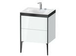 Duravit XViu Waschtisch-Unterschrank XV4709EB285P 60x48cm, 2 Auszüge, 2 Hahnlöcher, schwarz matt, Rahmen P, weiß hochglanz