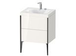 Duravit XViu Waschtisch-Unterschrank XV4709EB222C 60x48cm, 2 Auszüge, 2 Hahnlöcher, schwarz matt, Rahmen C, weiß hochglanz
