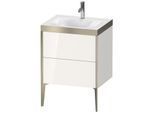 Duravit XViu Waschtisch-Unterschrank XV4709OB122P 60x48cm, 2 Auszüge, 1 Hahnloch, champagner matt, Rahmen P, weiß hochglanz