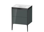 Duravit XViu Waschtisch-Unterschrank XV4709NB238P 60x48cm, 2 Auszüge, ohne Hahnloch, schwarz matt, Rahmen P, dolomiti grey hochglanz