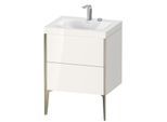 Duravit XViu Waschtisch-Unterschrank XV4709EB122C 60x48cm, 2 Auszüge, 2 Hahnlöcher, champagner matt, Rahmen C, weiß hochglanz