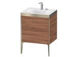 Duravit XViu Waschtisch-Unterschrank XV4709EB179P 60x48cm, 2 Auszüge, 2 Hahnlöcher, champagner matt, Rahmen P, nussbaum natur