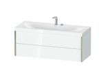 Duravit XViu Waschtisch-Unterschrank XV4617EB185C 120x48cm, 2 Schubkästen, 2 Hahnlöcher, champagner matt, Rahmen C, weiß hochglanz