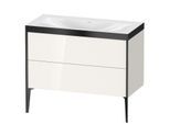 Duravit XViu Waschtisch-Unterschrank XV4711NB222P 100x48cm, 2 Auszüge, ohne Hahnloch, schwarz matt, Rahmen P, weiß hochglanz