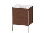 Duravit XViu Waschtisch-Unterschrank XV4709NB113C 60x48cm, 2 Auszüge, ohne Hahnloch, champagner matt, Rahmen C, amerikanischer nussbaum