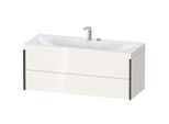 Duravit XViu Waschtisch-Unterschrank XV4617EB222C 120x48cm, 2 Schubkästen, 2 Hahnlöcher, schwarz matt, Rahmen C, weiß hochglanz