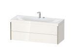 Duravit XViu Waschtisch-Unterschrank XV4617EB122C 120x48cm, 2 Schubkästen, 2 Hahnlöcher, champagner matt, Rahmen C, weiß hochglanz
