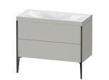 Duravit XViu Waschtisch-Unterschrank XV4711NB207C 100x48cm, 2 Auszüge, ohne Hahnloch, schwarz matt, Rahmen C, betongrau matt