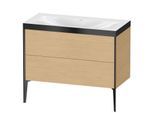 Duravit XViu Waschtisch-Unterschrank XV4711NB230P 100x48cm, 2 Auszüge, ohne Hahnloch, schwarz matt, Rahmen P, Eiche natur
