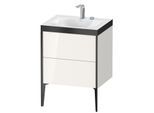 Duravit XViu Waschtisch-Unterschrank XV4709EB222P 60x48cm, 2 Auszüge, 2 Hahnlöcher, schwarz matt, Rahmen P, weiß hochglanz