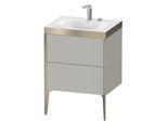 Duravit XViu Waschtisch-Unterschrank XV4709NB180C 60x48cm, 2 Auszüge, ohne Hahnloch, champagner matt, Rahmen C, graphit supermatt