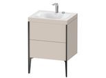 Duravit XViu Waschtisch-Unterschrank XV4709EB291C 60x48cm, 2 Auszüge, 2 Hahnlöcher, schwarz matt, Rahmen C, taupe matt