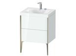 Duravit XViu Waschtisch-Unterschrank XV4709EB185C 60x48cm, 2 Auszüge, 2 Hahnlöcher, champagner matt, Rahmen C, weiß hochglanz