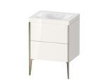 Duravit XViu Waschtisch-Unterschrank XV4709NB122C 60x48cm, 2 Auszüge, ohne Hahnloch, champagner matt, Rahmen C, weiß hochglanz