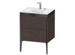 Duravit XViu Waschtisch-Unterschrank XV4709EB272P 60x48cm, 2 Auszüge, 2 Hahnlöcher, schwarz matt, Rahmen P, eiche dunkel gebürstet