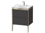 Duravit XViu Waschtisch-Unterschrank XV4709EB180P 60x48cm, 2 Auszüge, 2 Hahnlöcher, champagner matt, Rahmen P, graphit supermatt