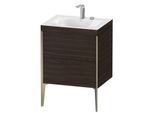 Duravit XViu Waschtisch-Unterschrank XV4709EB169C 60x48cm, 2 Auszüge, 2 Hahnlöcher, champagner matt, Rahmen C, nussbaum gebürstet