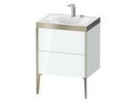 Duravit XViu Waschtisch-Unterschrank XV4709EB185P 60x48cm, 2 Auszüge, 2 Hahnlöcher, champagner matt, Rahmen P, weiß hochglanz