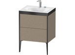 Duravit XViu Waschtisch-Unterschrank XV4709EB211P 60x48cm, 2 Auszüge, 2 Hahnlöcher, schwarz matt, Rahmen P, eiche kaschmir
