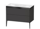 Duravit XViu Waschtisch-Unterschrank XV4711NB280P 100x48cm, 2 Auszüge, ohne Hahnloch, schwarz matt, Rahmen P, graphit supermatt