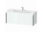 Duravit XViu Waschtisch-Unterschrank XV4612EB285C 120x48cm, 1 Auszug, 2 Hahnlöcher, schwarz matt, Rahmen C, weiß hochglanz