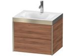 Duravit XViu Waschtisch-Unterschrank XV4614OB179P 60x48cm, 2 Schubkästen, 1 Hahnloch, champagner matt, Rahmen P, nussbaum natur