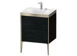 Duravit XViu Waschtisch-Unterschrank XV4709EB116P 60x48cm, 2 Auszüge, 2 Hahnlöcher, champagner matt, Rahmen P, Eiche schwarz
