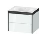 Duravit XViu Waschtisch-Unterschrank XV4614NB285P 60x48cm, 2 Schubkästen, ohne Hahnloch, schwarz matt, Rahmen P, weiß hochglanz