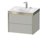 Duravit XViu Waschtisch-Unterschrank XV4614OB235C 60x48cm, 2 Schubkästen, 1 Hahnloch, schwarz matt, Rahmen C, Eiche terra