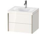 Duravit XViu Waschtisch-Unterschrank XV4614OB122C 60x48cm, 2 Schubkästen, 1 Hahnloch, champagner matt, Rahmen C, weiß hochglanz