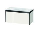 Duravit XViu Waschtisch-Unterschrank XV4611NB222P 100x48cm, 1 Auszug, ohne Hahnloch, schwarz matt, Rahmen P, weiß hochglanz