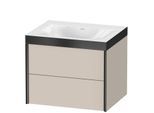 Duravit XViu Waschtisch-Unterschrank XV4614NB291P 60x48cm, 2 Schubkästen, ohne Hahnloch, schwarz matt, Rahmen P, taupe matt
