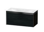 Duravit XViu Waschtisch-Unterschrank XV4616NB216P 100x48cm, 2 Schubkästen, ohne Hahnloch, schwarz matt, Rahmen P, Eiche schwarz