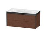 Duravit XViu Waschtisch-Unterschrank XV4616NB213P 100x48cm, 2 Schubkästen, ohne Hahnloch, schwarz matt, Rahmen P, amerikanischer nussbaum