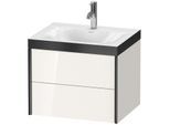 Duravit XViu Waschtisch-Unterschrank XV4614OB222P 60x48cm, 2 Schubkästen, 1 Hahnloch, schwarz matt, Rahmen P, weiß hochglanz