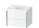 Duravit XViu Waschtisch-Unterschrank XV4614NB185C 60x48cm, 2 Schubkästen, ohne Hahnloch, champagner matt, Rahmen C, weiß hochglanz