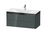 Duravit XViu Waschtisch-Unterschrank XV4616OB238P 100x48cm, 2 Schubkästen, 1 Hahnloch, schwarz matt, Rahmen P, dolomiti grey hochglanz