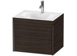 Duravit XViu Waschtisch-Unterschrank XV4614OB269C 60x48cm, 2 Schubkästen, 1 Hahnloch, schwarz matt, Rahmen C, nussbaum gebürstet