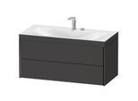 Duravit XViu Waschtisch-Unterschrank XV4616EB280C 100x48cm, 2 Schubkästen, 2 Hahnlöcher, schwarz matt, Rahmen C, graphit supermatt