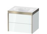 Duravit XViu Waschtisch-Unterschrank XV4614NB185P 60x48cm, 2 Schubkästen, ohne Hahnloch, champagner matt, Rahmen P, weiß hochglanz